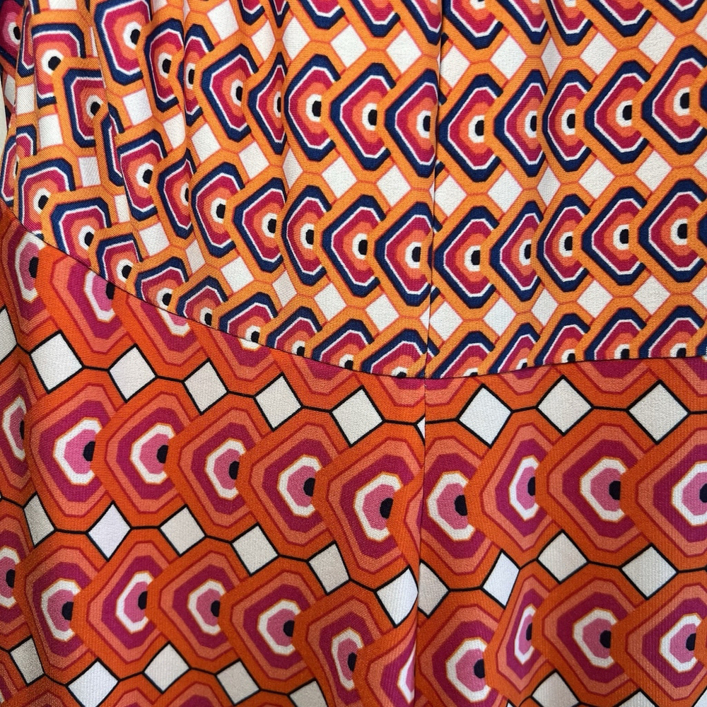 Laundry Shelli Segal Sleeveless Halter Dress Sz6 Twisted Cinched Bust Geometric - Picture 5 of 13